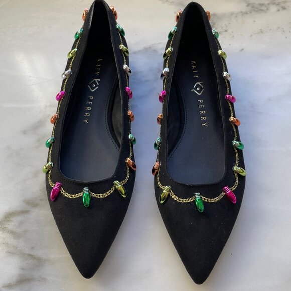 Katy Perry Hollie Christmas Flat in Black, Size 6 - Picture 1 of 3
